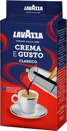 Кофе«Lavazza»натуральныйжареныймолотыйCremaeGusto,250г,вак/уп.